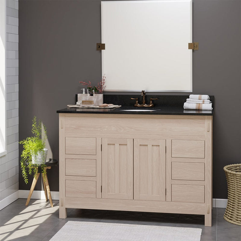 Magnus 138867 48" Mission 6 Drawer Unfinished Red Oak Vanity for Undermount Sink - Double Door - 34" Height