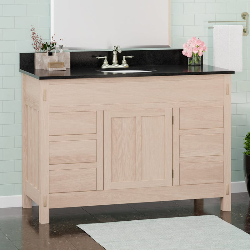 Magnus 138883 48" Mission 6 Drawer Unfinished Red Oak Vanity for Undermount Sink - Single Door - 34" Height