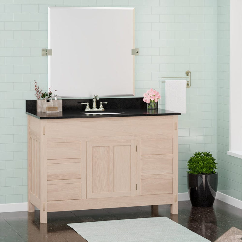 Magnus 138883 48" Mission 6 Drawer Unfinished Red Oak Vanity for Undermount Sink - Single Door - 34" Height