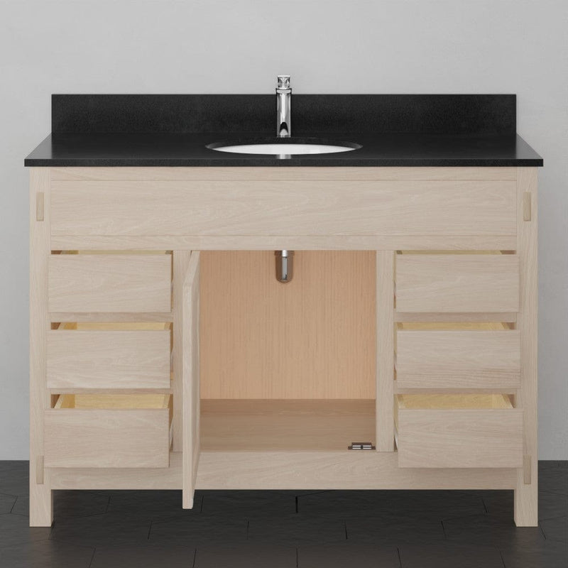 Magnus 138883 48" Mission 6 Drawer Unfinished Red Oak Vanity for Undermount Sink - Single Door - 34" Height