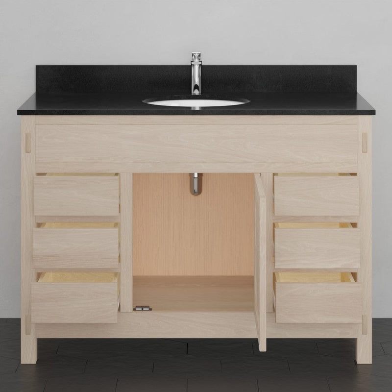 Magnus 138883 48" Mission 6 Drawer Unfinished Red Oak Vanity for Undermount Sink - Single Door - 34" Height