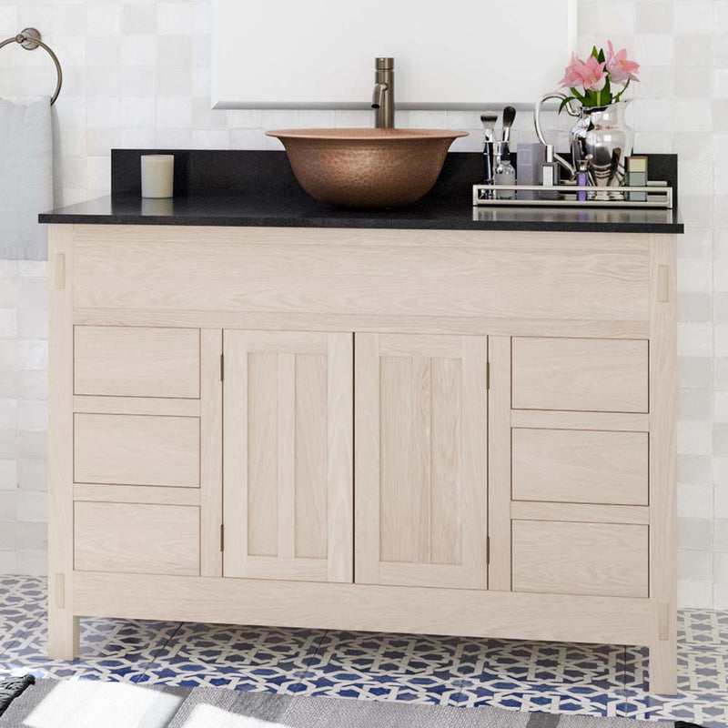Magnus 138871 48" Mission 6 Drawer Unfinished Red Oak Vanity for Vessel Sink - Double Door - 34" Height