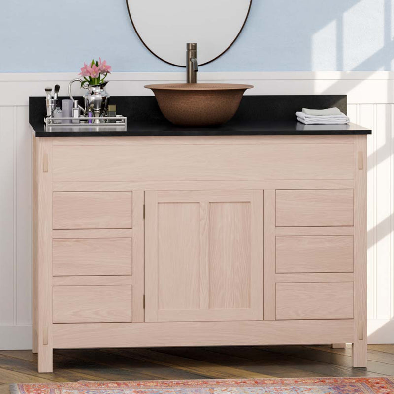 Magnus 138887 48" Mission 6 Drawer Unfinished Red Oak Vanity for Vessel Sink - Single Door - 34" Height