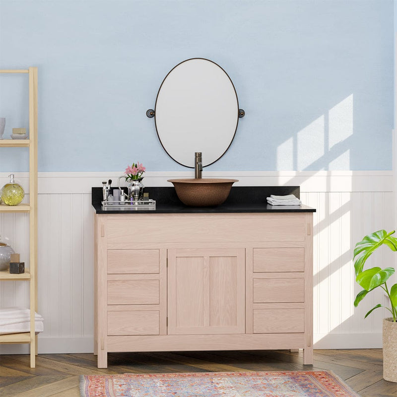 Magnus 138887 48" Mission 6 Drawer Unfinished Red Oak Vanity for Vessel Sink - Single Door - 34" Height
