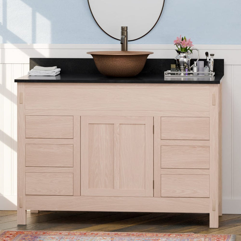 Magnus 138887 48" Mission 6 Drawer Unfinished Red Oak Vanity for Vessel Sink - Single Door - 34" Height