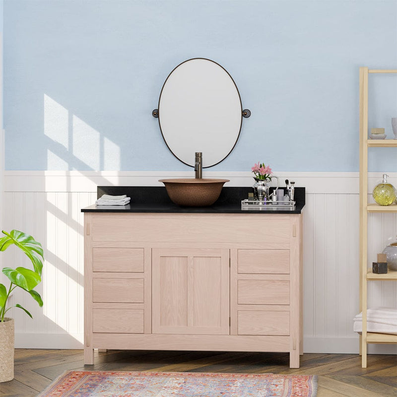 Magnus 138887 48" Mission 6 Drawer Unfinished Red Oak Vanity for Vessel Sink - Single Door - 34" Height