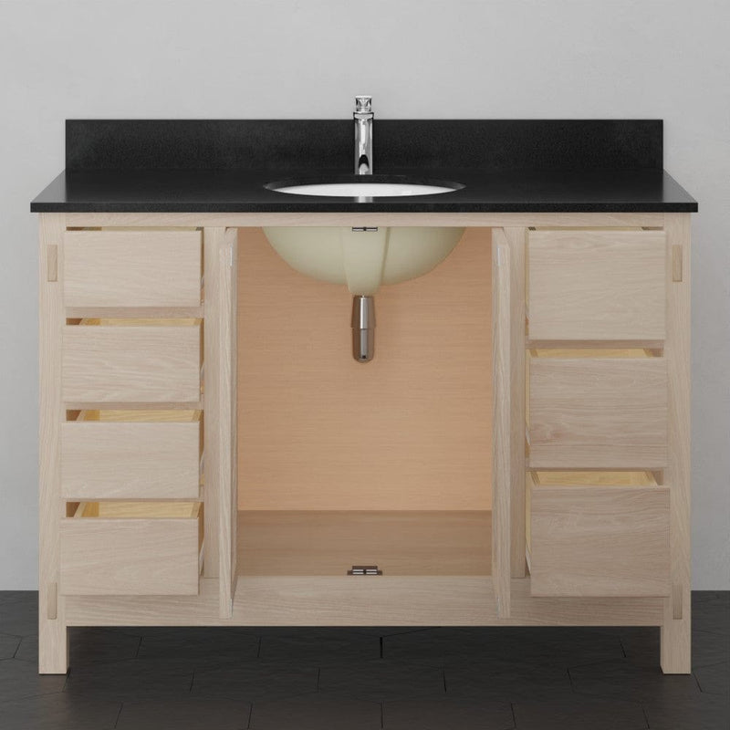 Magnus 138859 48" Mission 7 Drawer Unfinished Red Oak Vanity for Undermount Sink - 34" Height