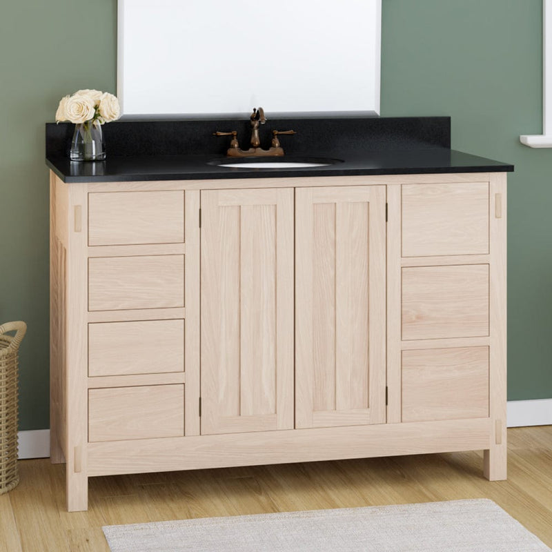 Magnus 138859 48" Mission 7 Drawer Unfinished Red Oak Vanity for Undermount Sink - 34" Height