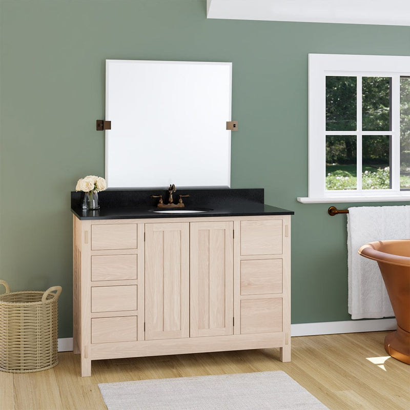 Magnus 138859 48" Mission 7 Drawer Unfinished Red Oak Vanity for Undermount Sink - 34" Height