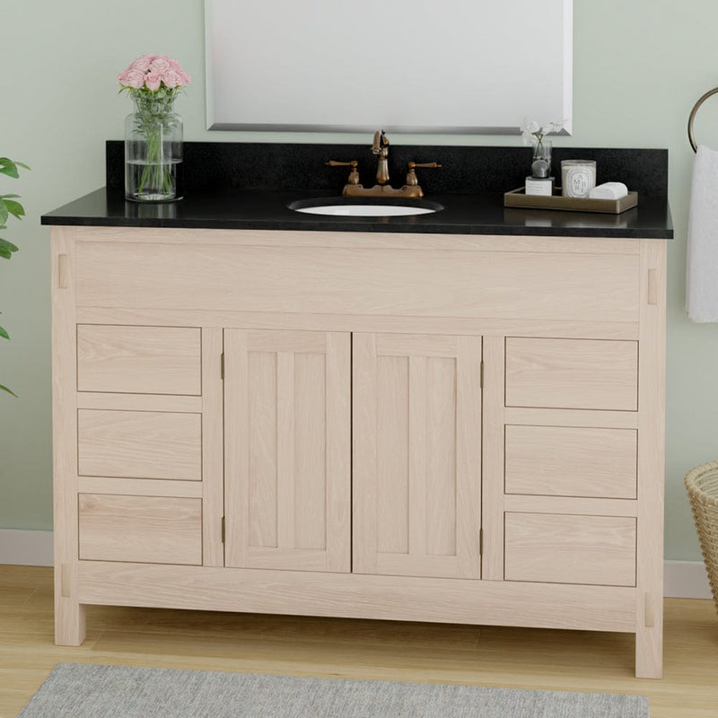 Magnus 138875 48" Narrow Mission 6 Drawer Unfinished Red Oak Vanity for Undermount Sink - 34" Height