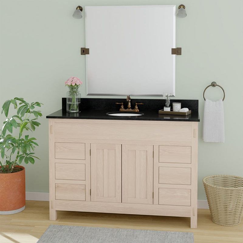 Magnus 138875 48" Narrow Mission 6 Drawer Unfinished Red Oak Vanity for Undermount Sink - 34" Height