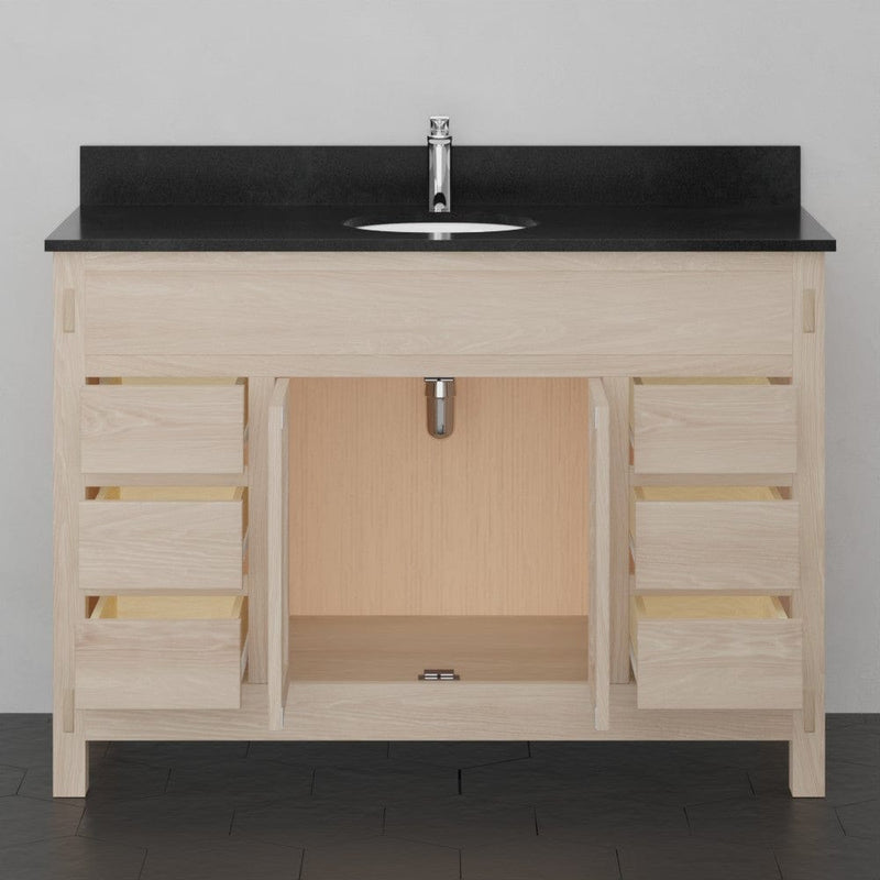 Magnus 138875 48" Narrow Mission 6 Drawer Unfinished Red Oak Vanity for Undermount Sink - 34" Height
