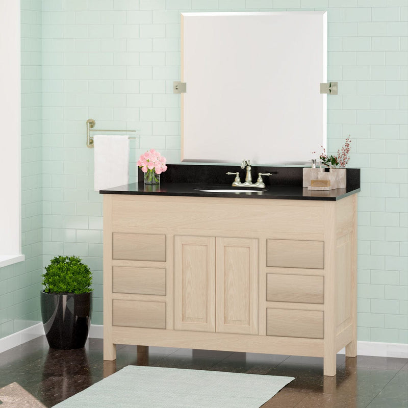 Magnus 148485 48" Vippis Unfinished 6 Drawer Red Oak Raised Panel Vanity for Undermount Sink - 34" Height
