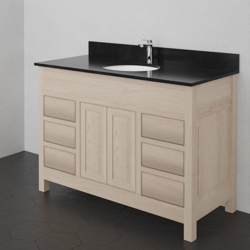 Magnus 148485 48" Vippis Unfinished 6 Drawer Red Oak Raised Panel Vanity for Undermount Sink - 34" Height