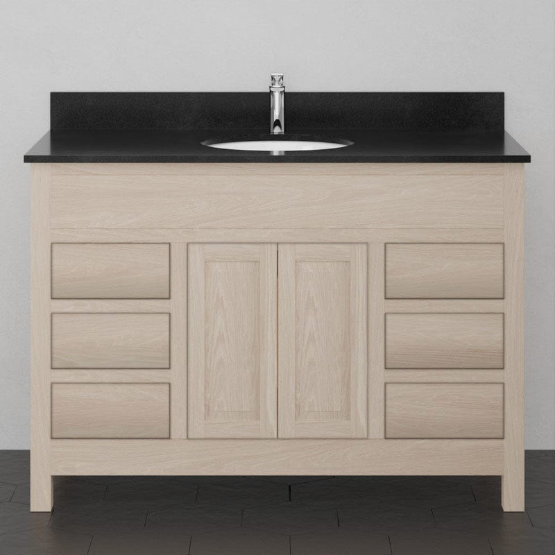 Magnus 148485 48" Vippis Unfinished 6 Drawer Red Oak Raised Panel Vanity for Undermount Sink - 34" Height