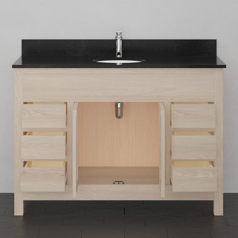 Magnus 148485 48" Vippis Unfinished 6 Drawer Red Oak Raised Panel Vanity for Undermount Sink - 34" Height