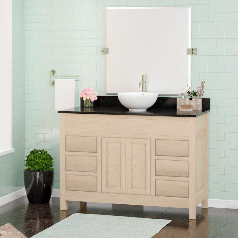 Magnus 148505 48" Vippis Unfinished 6 Drawer Red Oak Raised Panel Vanity for Vessel Sink - 34" Height