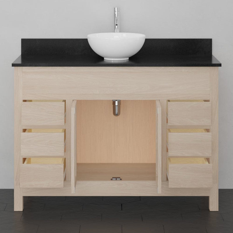 Magnus 148505 48" Vippis Unfinished 6 Drawer Red Oak Raised Panel Vanity for Vessel Sink - 34" Height
