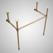 48" Wanchen Fireclay Double-Bowl Console Bathroom Sink with Steel Stand