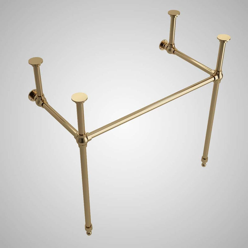 48" Wanchen Fireclay Double-Bowl Console Bathroom Sink with Steel Stand