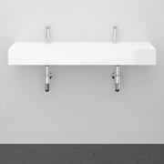 48" Wanchen Fireclay Double-Bowl Wall-Mount Bathroom Sink