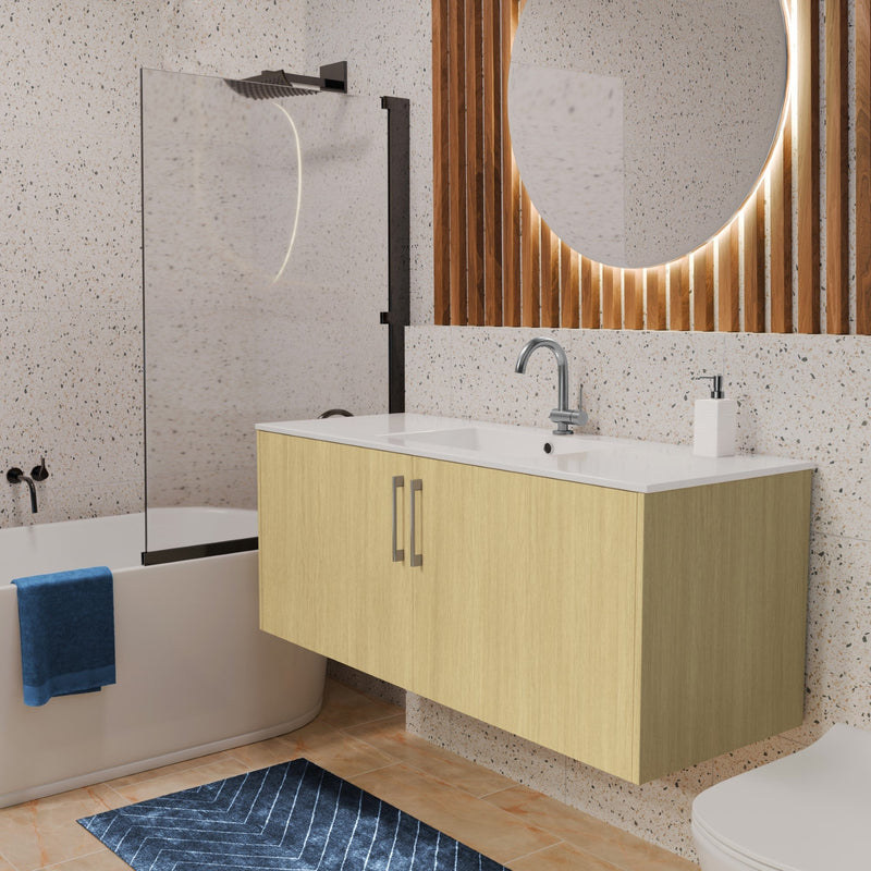 Cutler FV BK LAGO48 Bekka 48" Wall Mount Single Sink Cultured Marble Top Modern Bathroom Vanity - Lago