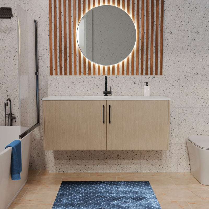 Cutler FV BK FLAVIA48 Bekka 48" Wall Mount Single Sink Cultured Marble Top Modern Bathroom Vanity - Flavia