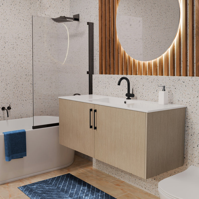 Cutler FV BK FLAVIA48 Bekka 48" Wall Mount Single Sink Cultured Marble Top Modern Bathroom Vanity - Flavia