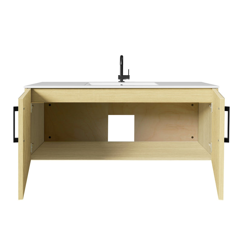 Cutler FV BK LAGO48 Bekka 48" Wall Mount Single Sink Cultured Marble Top Modern Bathroom Vanity - Lago