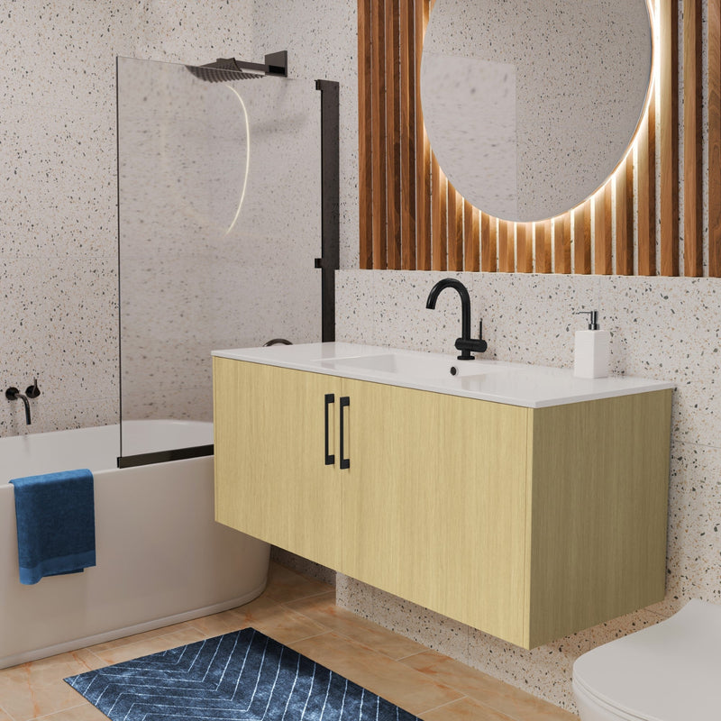 Cutler FV BK LAGO48 Bekka 48" Wall Mount Single Sink Cultured Marble Top Modern Bathroom Vanity - Lago
