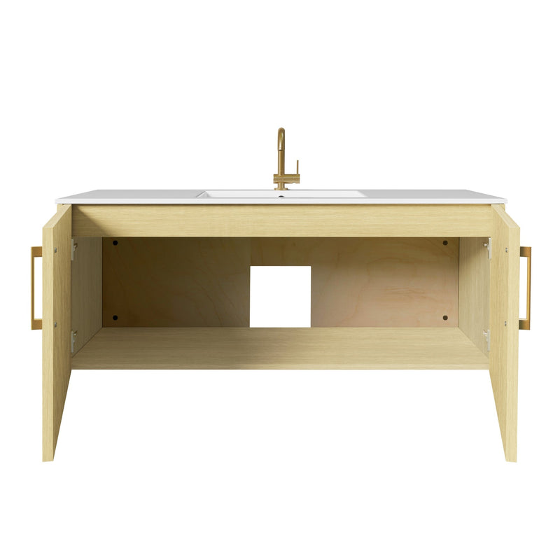 Cutler FV BK LAGO48 Bekka 48" Wall Mount Single Sink Cultured Marble Top Modern Bathroom Vanity - Lago