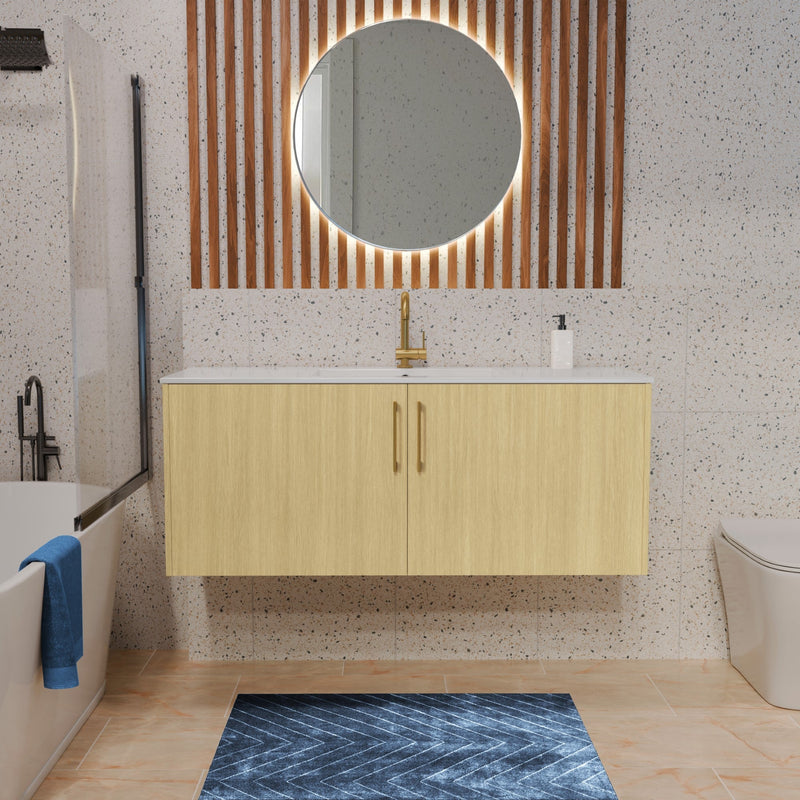 Cutler FV BK LAGO48 Bekka 48" Wall Mount Single Sink Cultured Marble Top Modern Bathroom Vanity - Lago
