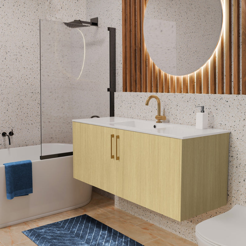 Cutler FV BK LAGO48 Bekka 48" Wall Mount Single Sink Cultured Marble Top Modern Bathroom Vanity - Lago