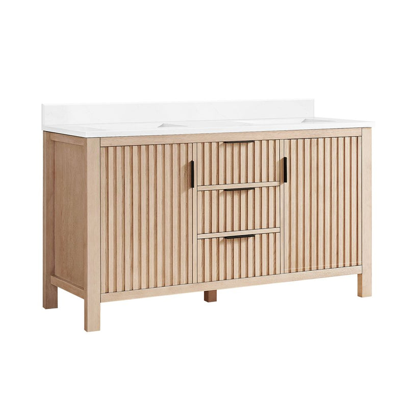Vinnova 704260M-AN-GW Shenzhen 60M" Double Sink Bath Vanity in Aged Natural Oak