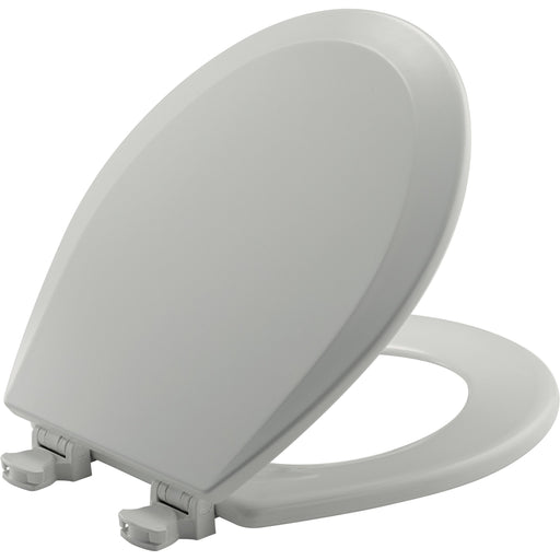 Bemis Round Enameled Wood Toilet Seat in Ice Grey with Easy-Clean & Change Hinge