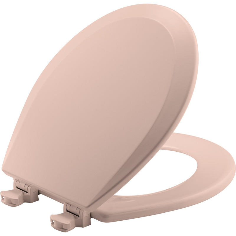 Bemis Round Enameled Wood Toilet Seat in Venetian Pink with Easy-Clean & Change Hinge