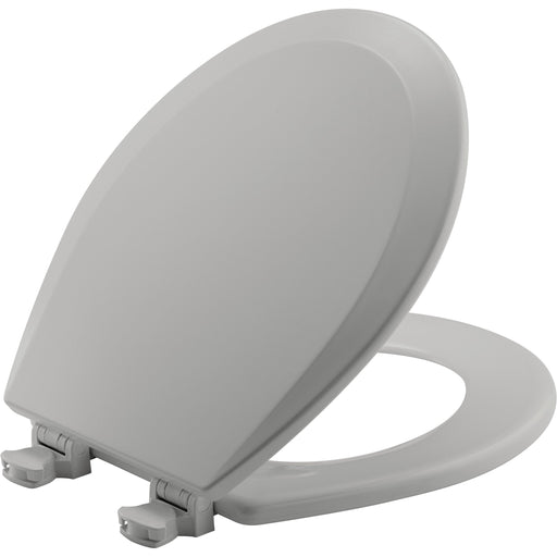 Bemis Round Enameled Wood Toilet Seat in Silver with Easy-Clean & Change Hinge