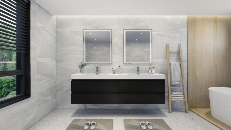 Moreno Bath FORTUNE84D Fortune 84" Floating Bathroom Vanity Set with Reinforced Acrylic Double Sink Top - view 11