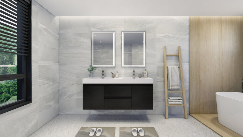 Moreno Bath FORTUNE60D Fortune 60" Floating Bathroom Vanity Set with Reinforced Acrylic Double Sink Top - view 12