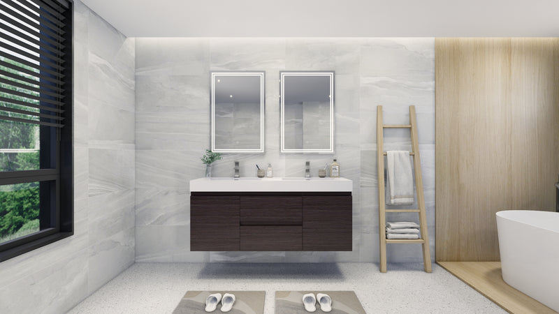 Moreno Bath FORTUNE60D Fortune 60" Floating Bathroom Vanity Set with Reinforced Acrylic Double Sink Top - view 14