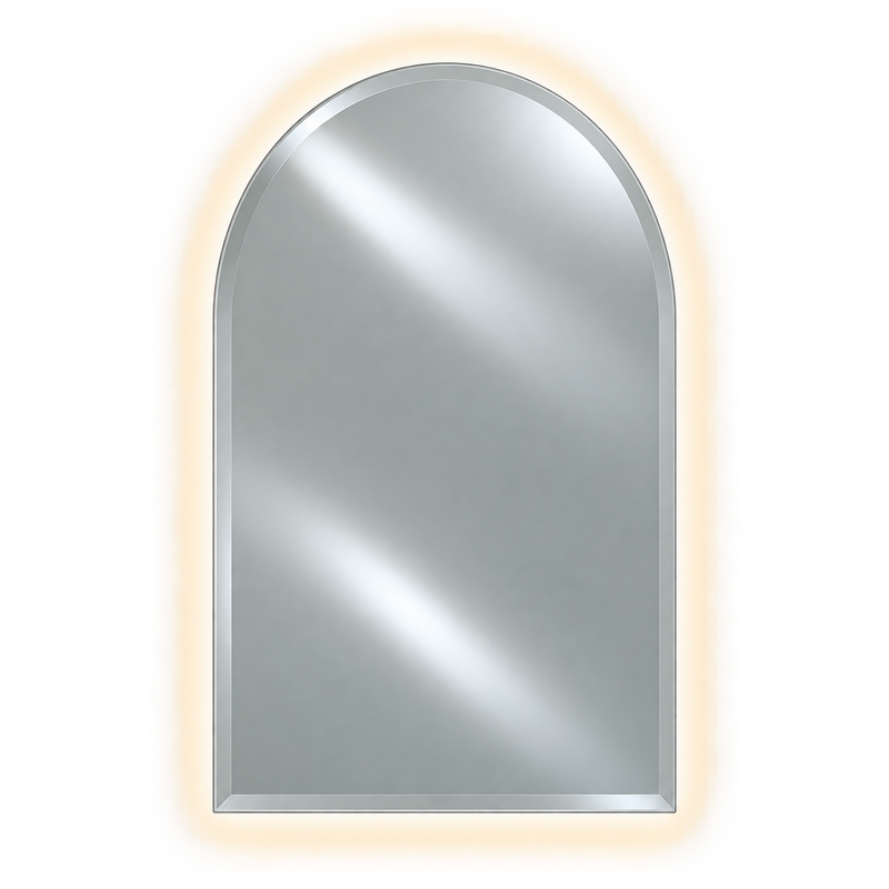 Afina RM-520-LED Radiance 20" W x 35" H Frameless Arch Top Bevel Wall Mirror with LED Backlighting