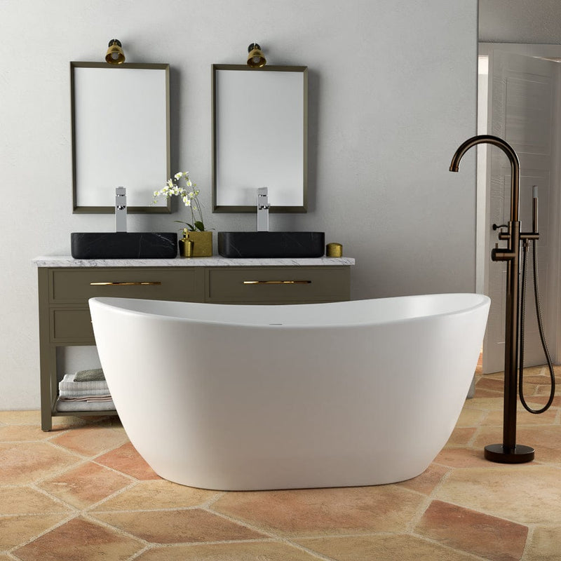 Magnus 110086 56" Bandon Solid Surface Stone Resin Freestanding Bathtub