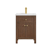 Altair 567024-BK-WH-NM Cerrito 24" Brown Brushed Oak Freestanding Single Sink Bathroom Vanity with White Artificial Stone Top
