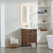 Altair 567024-BK-WH-NM Cerrito 24" Brown Brushed Oak Freestanding Single Sink Bathroom Vanity with White Artificial Stone Top - view 3