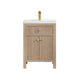 Altair 567024-NK-WH-NM Cerrito 24" Natural Oak Freestanding Single Sink Bathroom Vanity with White Artificial Stone Top