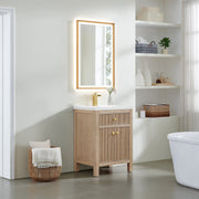 Altair 567024-NK-WH-NM Cerrito 24" Natural Oak Freestanding Single Sink Bathroom Vanity with White Artificial Stone Top - view 3