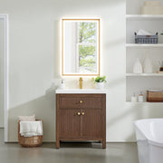 Altair 567030-BK-WH-NM Cerrito 30" Brown Brushed Oak Freestanding Single Sink Bathroom Vanity with White Artificial Stone Top - view 2