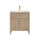 Altair 567030-NK-WH-NM Cerrito 30" Natural Oak Freestanding Single Sink Bathroom Vanity with White Artificial Stone Top