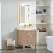 Altair 567030-NK-WH-NM Cerrito 30" Natural Oak Freestanding Single Sink Bathroom Vanity with White Artificial Stone Top - view 3