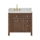 Altair 567036-BK-GW-NM Cerrito 36" Brown Brushed Oak Freestanding Single Sink Bathroom Vanity with Grain White Engineered Stone Top